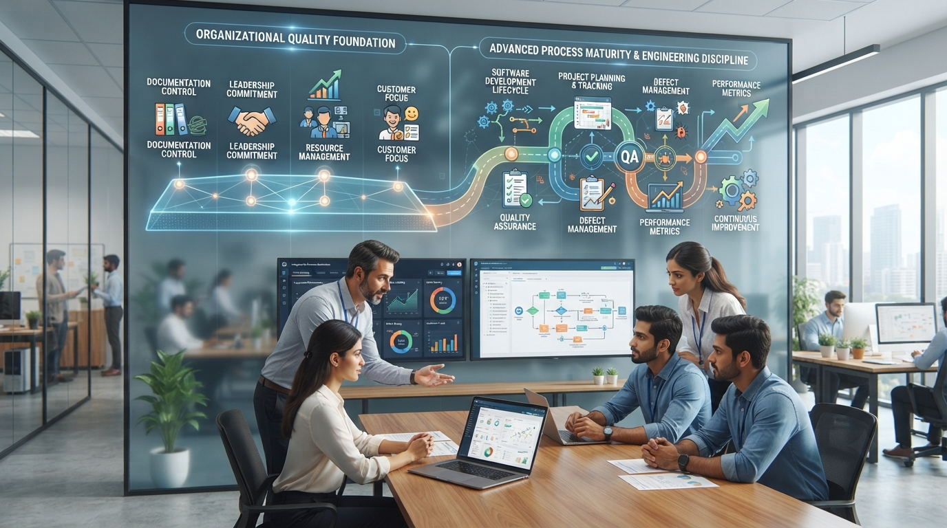 CMMI process maturity vs ISO 9001 quality management comparison