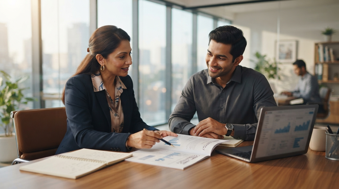 Univate consultant and business client reviewing a compliance roadmap together