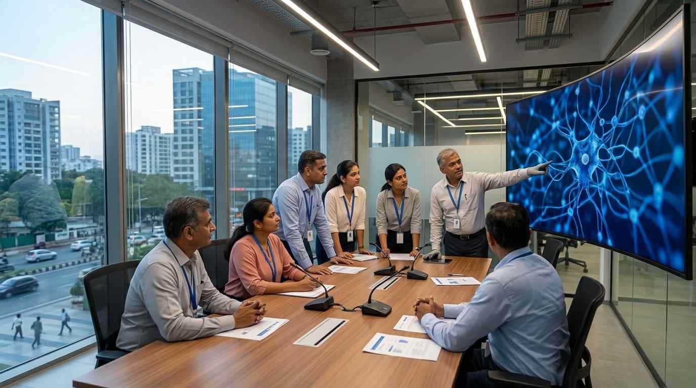 Who Owns AI Governance Inside the Company Executive leadership meeting reviewing AI oversight and accountability